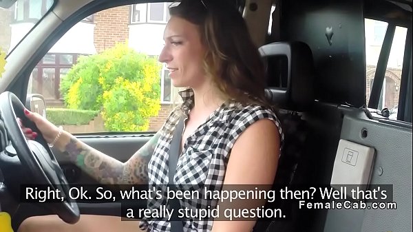 Hot brunette licks and toys cab driver