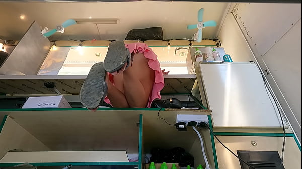 This bitch looks great when bending over on a counter - hidden upskirt pov