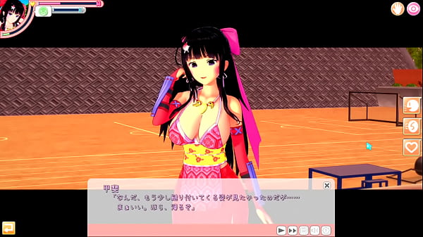 [Eroge Koikatsu! ] Big breasts female shrine swordfighter "Kai (Orichara)" boobs rubbed