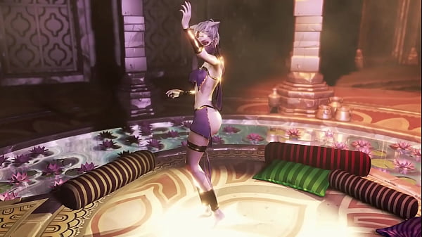 Exotic сatgirl concubine belly dances barefoot in egyptian oasis temple