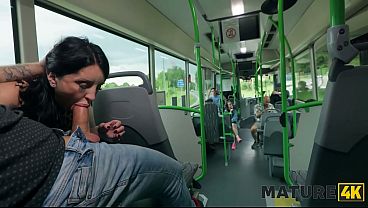 MATURE4K. Jumping on a cock in the bus