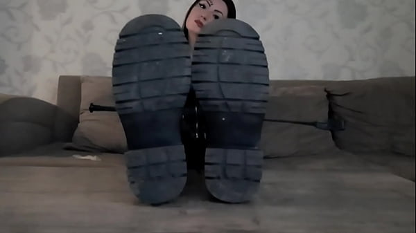 Dominatrix Nika will make you lick the soles of her dirty boots. She pours a condom with cum on the soles of her shoes, and you have to lick it all. Boot fetish.