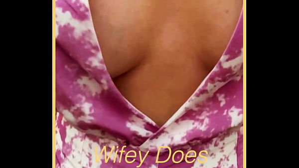 Wife jumps up and down with her tits in slow motion