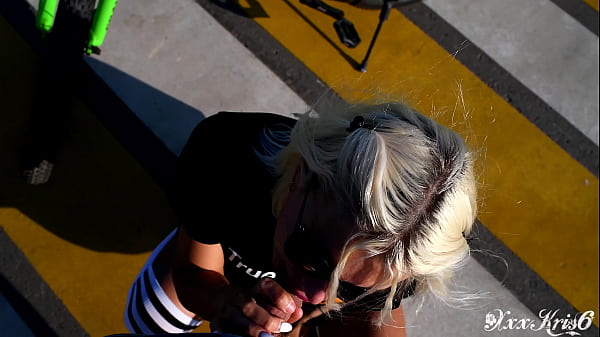 Bike ride, tattoo girl, big boobs, blonde, sloppy blowjob, blowjob in a public place, real public sex, deepthroat, sucking dick, big lips, cum in mouth, close up, pov