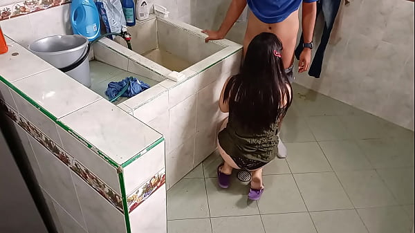 She shows me her underwear while she does the laundry until she can't take it anymore and she asks me to fuck her before someone comes home and they discover us