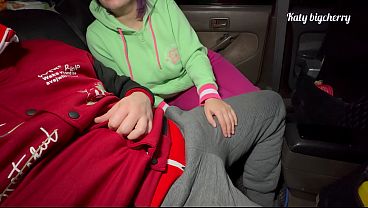 Stepmom warms stepson in winter in the car
