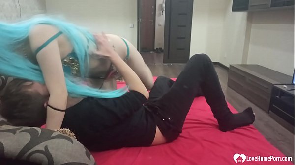 Masked husband in lingerie fucks his wife