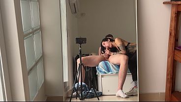 Blaze Rager surprises me by sucking my big 24cm cock