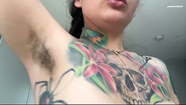 The giantess entangles you in her hairy armpits...