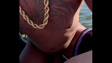 Caught on camera at sea: Danni Cardillo enjoys herself on the young man's penis while piloting a jet ski.