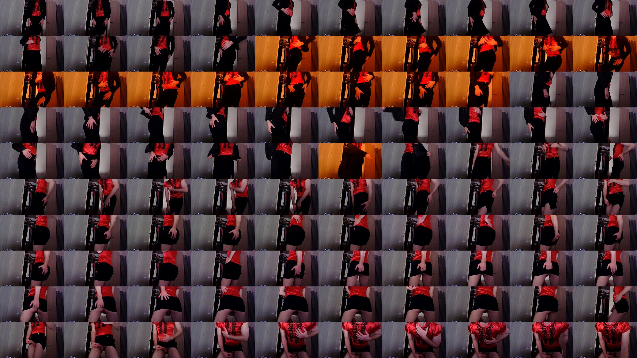 Amateur cross dresser back from the office in a sexy black blazer, red hot chinese qipao and a sexy black skirt touching and masturbating 预览图