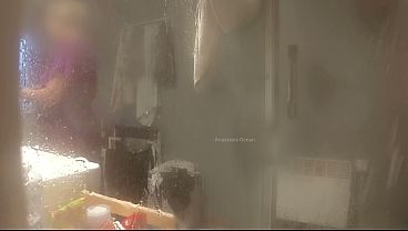 Ep. 11 Stepmom and I came to his bathroom. He started to jerking right in the shower. She likes to watch.