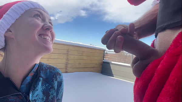 Santa Claus gives me an ANAL CREAM PIE 8 inch big dick deep throat in the snow