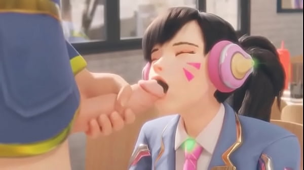 Overwatch - D.Va Blowjob, masturbate and anal fucked