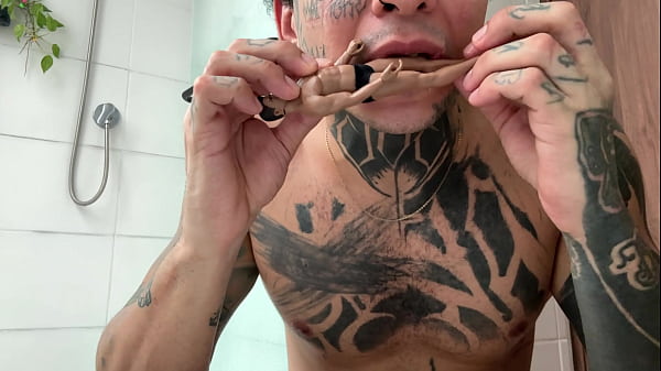 domination of a small human by the giant demon ...