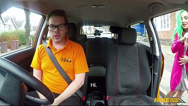 Green Haired Student Lusts for her Instructors Big Cock – Fake Driving School