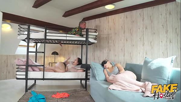 Fake Hostel - Fat cock sliding through gloryhole in top bunk brings big smile to the face of chubby chick big tits who gives out handjob wet blowjob before her shaved pussy being filled up and fucked to multiple female orgasms during sneaky sex