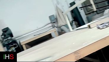 Blonde MILF and slut fucks in the workshop with a horny male