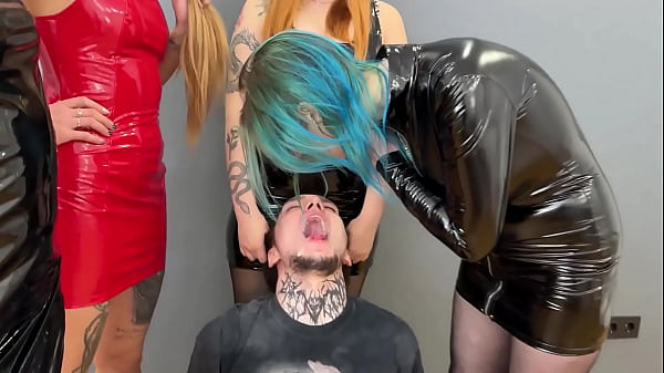 Degradation Of A Detestable Slave With Spitting From Four Mistresses