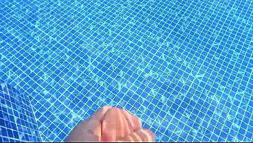 I FIND A STRANGER WITH A HUGE ASS MASTURBATING IN THE POOL AND I TRADE HER PLASTIC DILDO FOR MY COCK