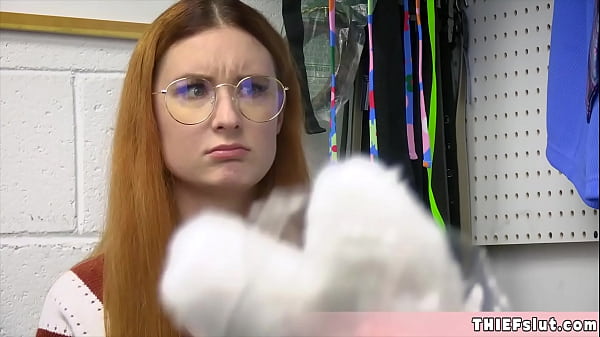 Download Video - This cute geeky shoplifter chick got caught and her tight pussy will get a harsh punishement today