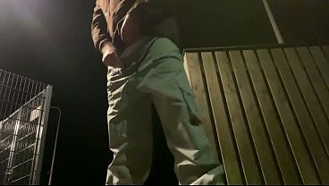 pissing outside at the gasstation late at night 