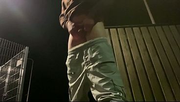 Pissing outside at the gasstation late at night