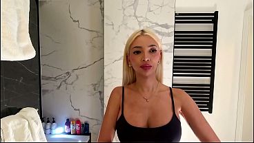 Big ass big tits amazingly beautiful blonde in the bathroom flashes her meaty pussy lips and sexy booty