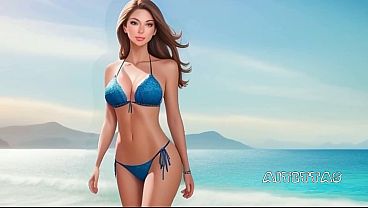 My name is Sandra and no one has fucked me yet, naked virgin young girl on the beach (AI generated)