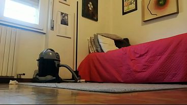 Deep Housework: Heavy Vacuuming Session on the Cream Rug