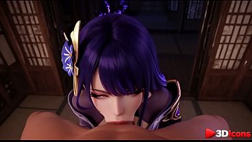 夜、チンピラが雷電将軍の家に押し入り、彼女のあらゆる穴を [AI]