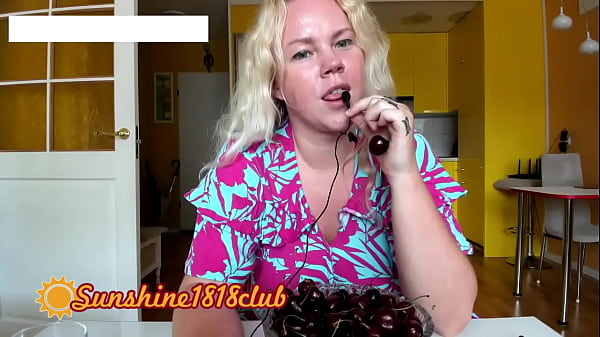 ASMR webcam recorded sucking cherry lips Angela webcam cb July 2nd
