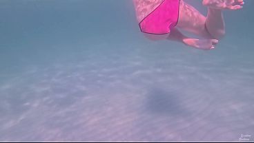 Amateur long legs perfect body girl's relaxing underwater swimming ASMR POV