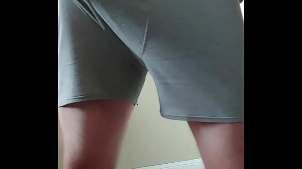Revealing my huge uncut cock from boxers
