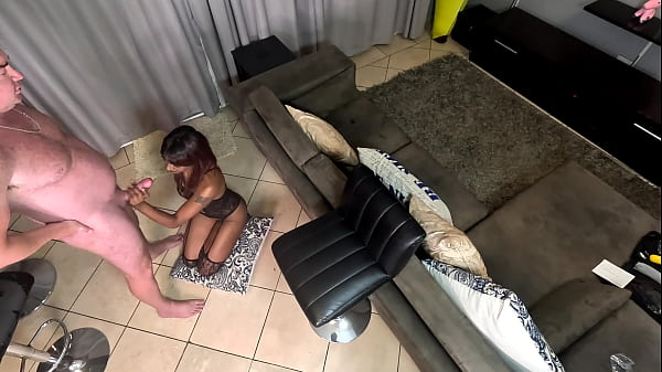Desi in fishnet bodysuit creamed on BWC while fucked on a chair