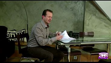 Seductive blonde bombshell shows a striptease a blowjob and has doggy style sex