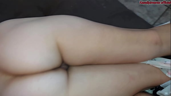 stepsister in shorts without panties on the sofa takes a lot of cum in her pussy, big creampie orgasm