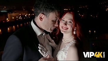 VIP4K. A Naughty Redheaded bride filmed a Homemade Porn video with her Husband right after the Wedding