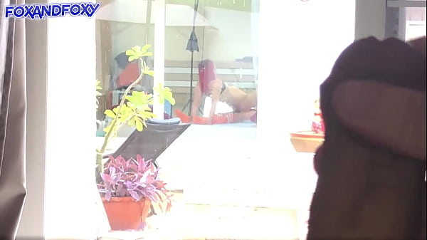 I Masturbate, spying at the neighbors who have lesbian sex