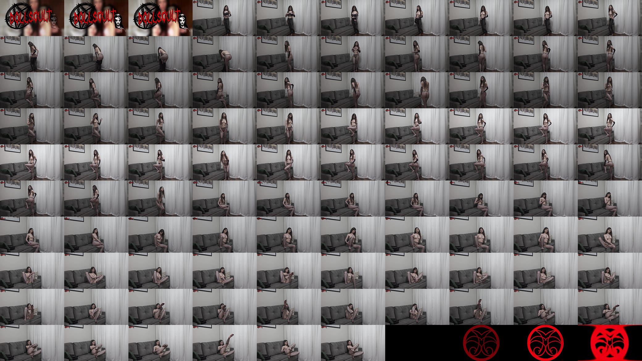 Teen slut in fishnet strips down to her pussy - DOLLSCULT 预览图