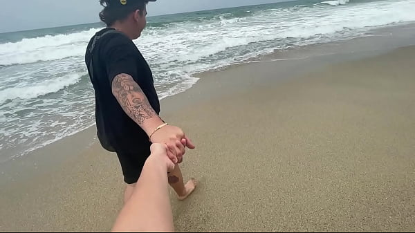 Stranger Seduce Nymphomaniac MILF to Nude Beach Fuck after caught Masturbation