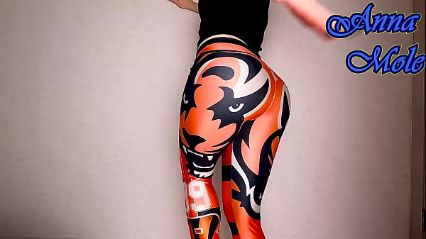 Spandex PAWG in leggings spanks his ass