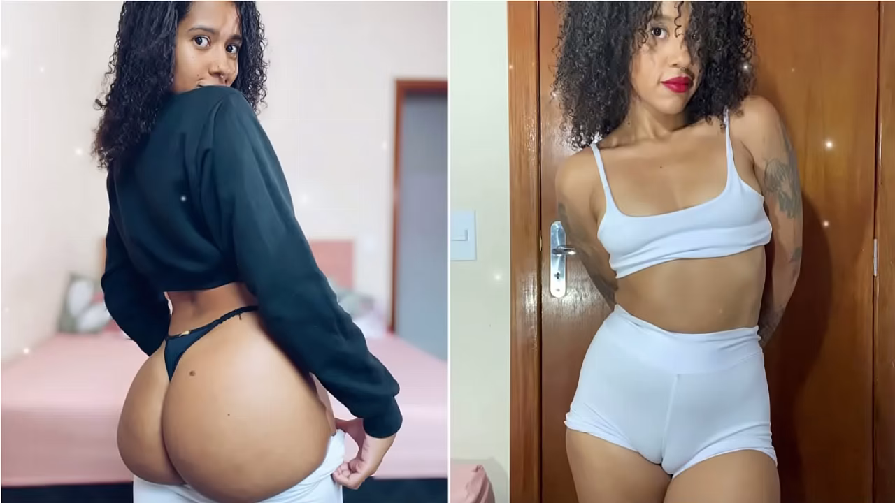 Punheta Guiada! Latina 116cm de bunda Provando cal&ccedil_as de academia, rebolando twerking