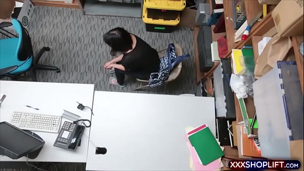 Dirty teen shoplifter fucked from behind by a guard