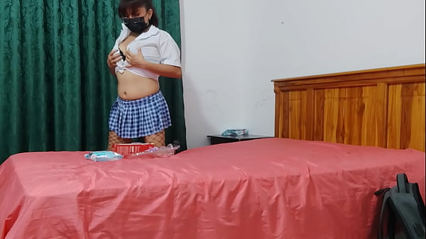 Student stays home and does not attend her classes, she plays with her new adult toy subtly massaging her vagina