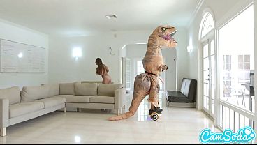 big ass latina teen chased by lesbian loving TREX on a hoverboard then fucked