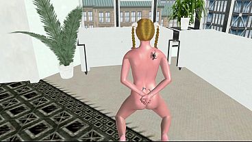 Office Bondage Beads: 3D Cartoon Girl Handcuffed & Double‐Stuffed with Toys
