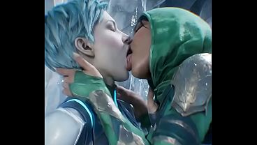 Frost x Jade lesbian kissing (mortal kombat 11/AI generated)