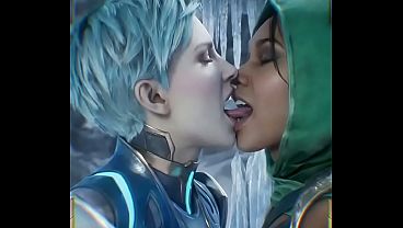 Frost x Jade lesbian kissing (mortal kombat 11/AI generated)