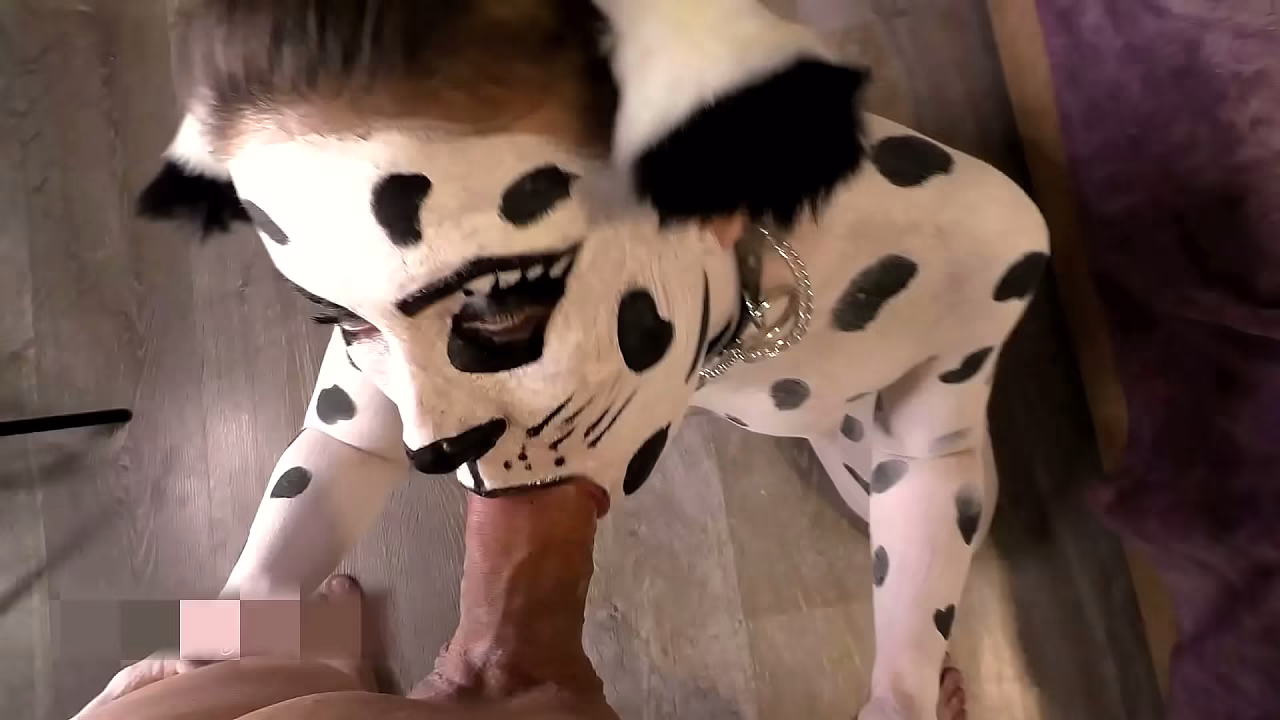 Cool body art in the form of a Dalmatian and great sex from a beauty